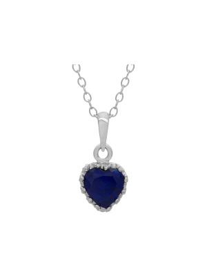 Tiara Sterling Silver Heart-cut Birthstone Crown Pendant