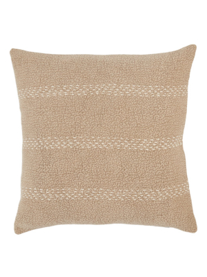 Jaipur Living Trenton Stripes Taupe/ Cream Poly Throw Pillow 20 Inch