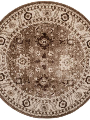 Vintage Hamadan Taupe Round Rug