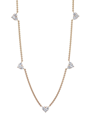 Multi Heart Diamond Necklace - Yellow Gold