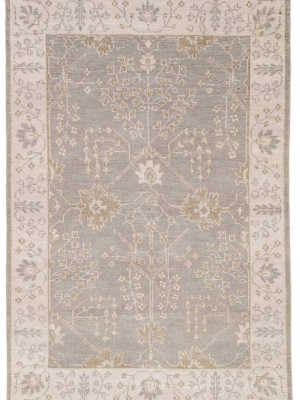 Reagan Hand-knotted Bordered Gray & Beige Area Rug