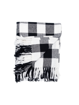 C&f Home Franklin White And Black Woven Throw