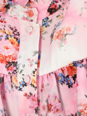 Msgm Floral Printed Ruffled Dress