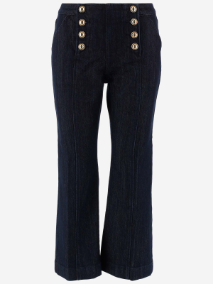 Michael Michael Kors Embossed-buttons Cropped Flared Jeans