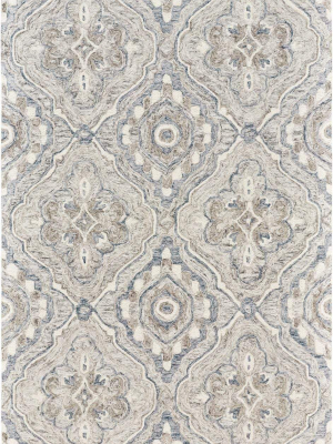 Feizy Rhett Ornamental Diamond Rug - Demin Taupe Gray & Denim Blue - Available In 3 Sizes