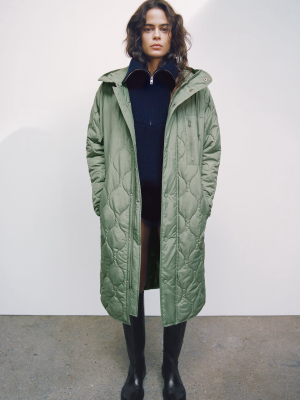 Water And Wind Protection Oversized Quilted Coat