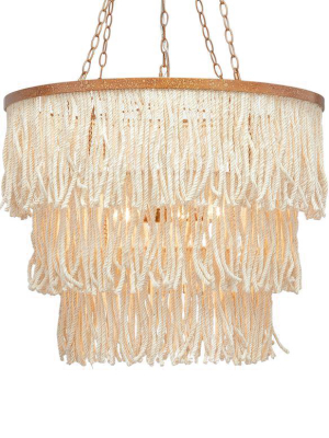 Arricka Chandelier Bleached Abaca Rope With Gold Metal