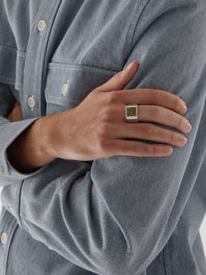 Sterling Silver Square Quartz Signet Ring