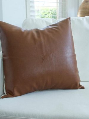 Light Brown Faux Leather Pillow Case - 20x20 (final Sale)