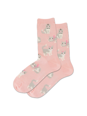 Women's Fuzzy Cat Crew Socks