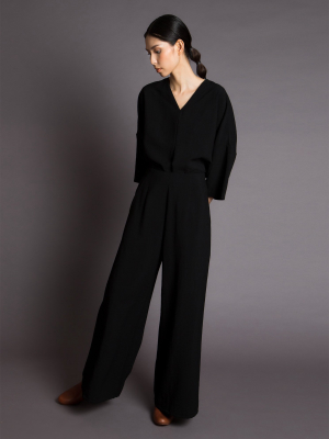 Flute Wide Leg Pocket Pant - Black