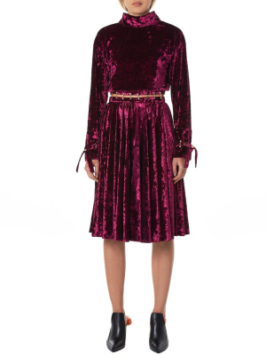 Mottled Velvet Open Waist Dress (hw3188004-purple)