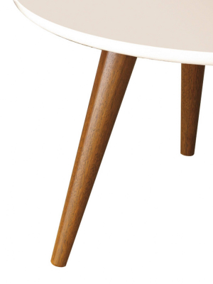 24" Round Wooden Coffee Table With Splayed Legs White/brown - The Urban Port