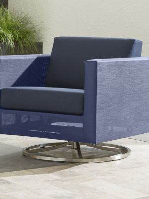 Dune Navy Swivel Lounge Chair With Sunbrella ® Cushions