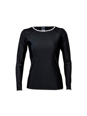 Snapperrock Ladies Black With White Trim Rashguard Top L20002l