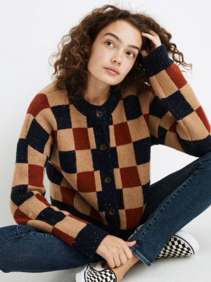 Checkered Colburne Cardigan Sweater In Coziest Textured Yarn