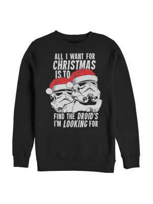 Men's Star Wars Christmas Droids Looking Wish Sweatshirt