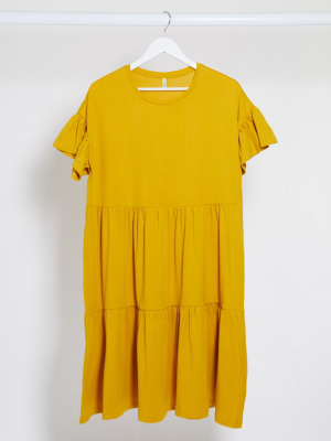 Only Smock Midi Dress In Yellow