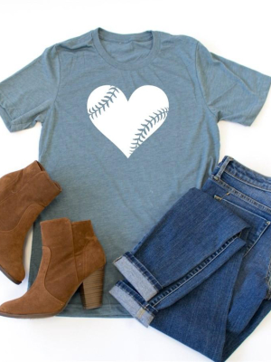 Baseball Heart Crew Neck Tee