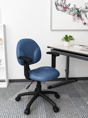 Diamond Task Chair With Adjustable Arms Blue - Boss Office Products