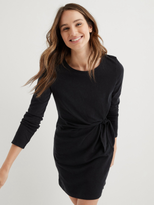 Aerie Side Tie Long Sleeve Dress