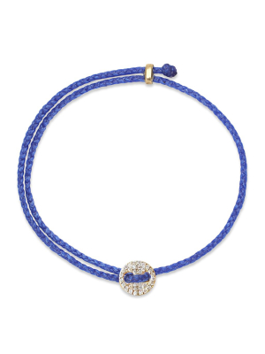 Adjustable Gold Signature Bracelet In Royal Blue With Diamonds