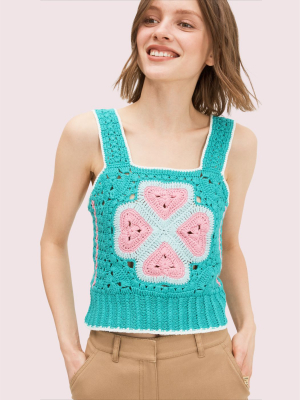 Spade Flower Crochet Top