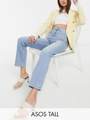 Asos Design Tall High Rise 'slim' Stretch Straight Leg Jeans In Lightwash