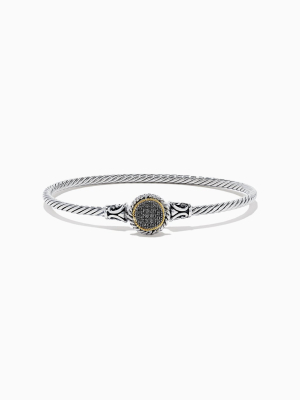 Effy 925 Sterling Silver & 18k Gold Black Diamond Bangle, 0.09 Tcw