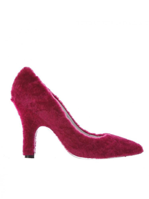 Shearling Heel With Metallic Sole (candy Shearling Fushia)