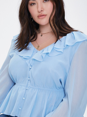 Plus Size Ruffled Chiffon Top