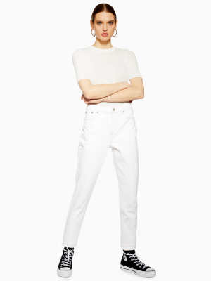 Petite White Mom Jeans