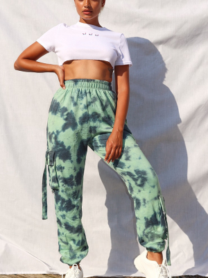 Petite Green Cargo Tie Dye Jogger