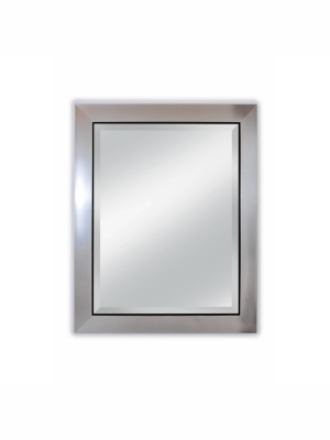 29" X 35" Brighton Black Edge Framed Wall Mirror With Beveled Glass Silver - Alpine Art & Mirror