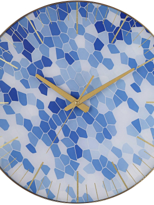 River Parks Studio Tahlia Geometric Blue 17 3/4" Round Wall Clock