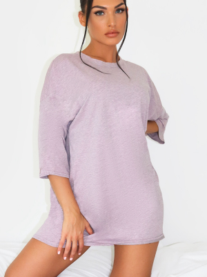 Mauve Washed Marl T Shirt Boyfriend Dress