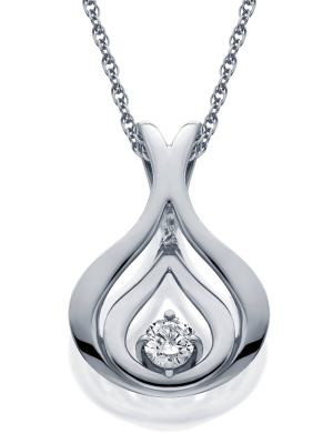 Pompeii3 1/5ct Diamond Solitaire Pendant & Chain White Gold 5/8" Tall