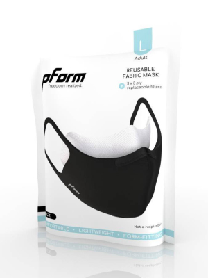 Pform Resuable Fabric Essential Face Mask With 3 Replacement Filters - Large - Black - 4pk