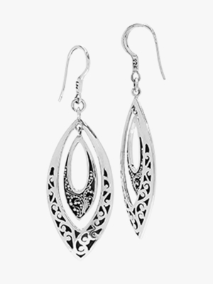 Classic Carved Scroll Marquis Drop Earrings