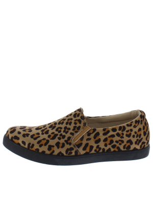 Cali1 Cheetah Round Toe Slip On Loafer Flat