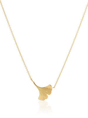 Brushed Gold Ginkgo Pendant Necklace