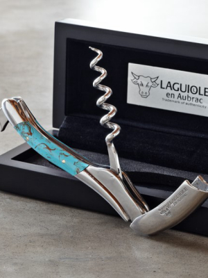 Laguiole En Aubrac Waiters Corkscrew Wine Opener, Turquoise