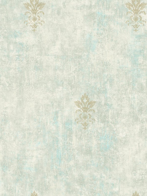 Vintage Fleur De Lis Wallpaper In Seafoam From The Vintage Home 2 Collection By Wallquest