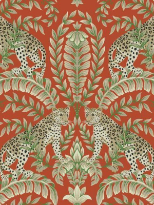 Jungle Leopard Wallpaper In Orange From The Ronald Redding 24 Karat Collection By York Wallcoverings