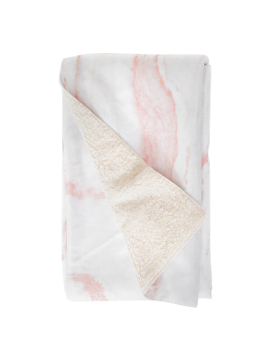 Rebecca Allen Blush Marble Sherpa Fleece Blanket Pink/marble - (60x50) - Deny Designs