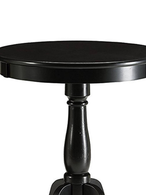 Side Table With Round Top Black - Benzara