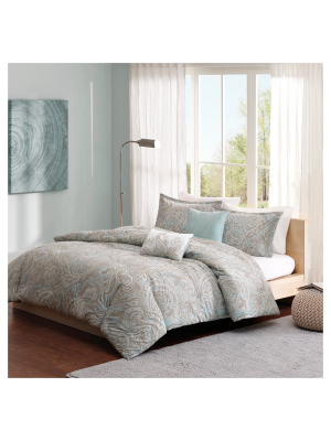 Dierdre Paisley Cotton Duvet Cover Set - 5-piece