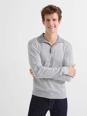 Refined Stripe Polo Sweater