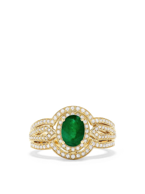 Effy 14k Yellow Gold Emerald And Diamond Ring, 1.64 Tcw