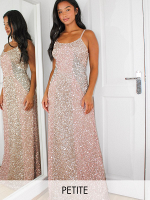 Maya Petite All Over Delicate Sequin Paneled Maxi Dress In Pink